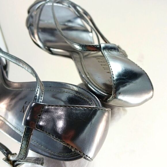 LAUREN Ralph Lauren Abriella Metallic Silver Strappy 4-inch Stiletto Size 10B. - Picture 13 of 13